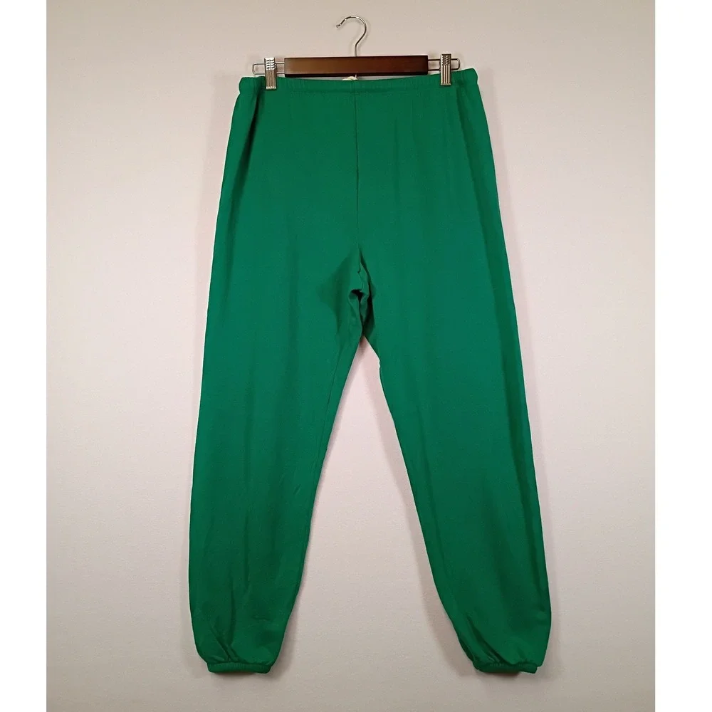 Retro Sporty Unbranded Unisex L Green Elastic Waist Jogger Sweatpants